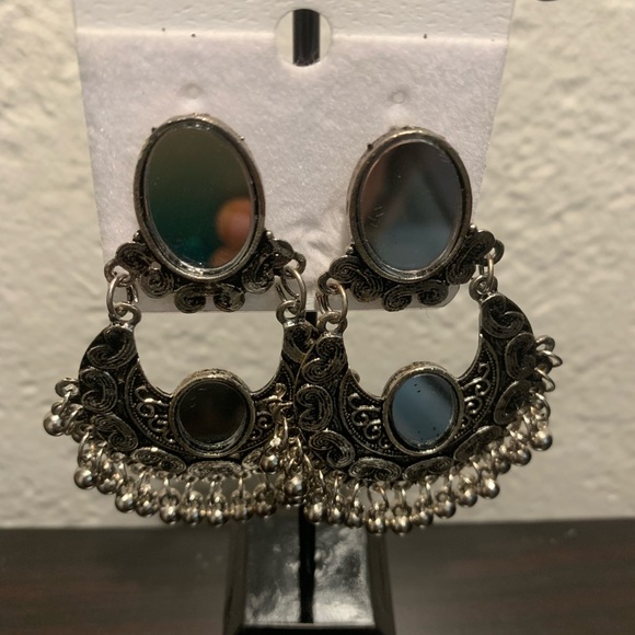 Indian style mirror earrings - Picture 7 of 8